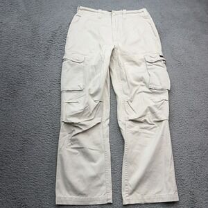 Bugle Boy Cargo Pants Mens 32x30 Cream Vintage Baggy Wide Leg Skate Drawstring